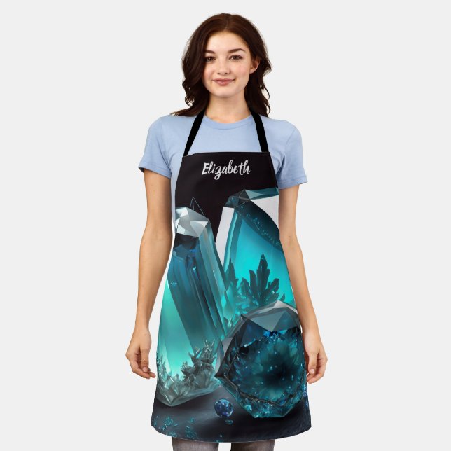 Kiss The Cook Food Chef Kitchen BBQ Baker Crystal Apron (Worn)