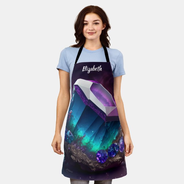 Kiss The Cook Food Chef Kitchen BBQ Baker Crystal Apron (Worn)