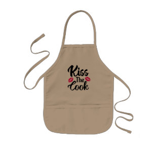 Kiss The Cook, Funny Novelty Gift, Funny Cook  Kids Apron