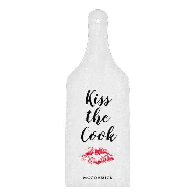 Kiss the Cook Funny Quote Personalised Cutting Board (Front)