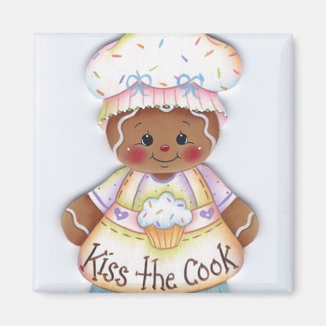 Kiss the Cook Gingerbread Chef Magnet (Front)