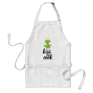 Kiss the Cook Green Frog Prince Crown Funny Standard Apron