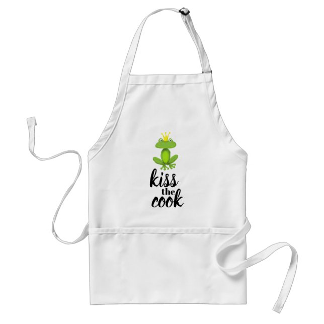 Kiss the Cook Green Frog Prince Crown Funny Standard Apron (Front)