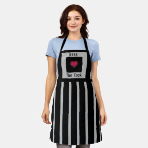 Kiss the Cook Grey & Black Apron (Medium)