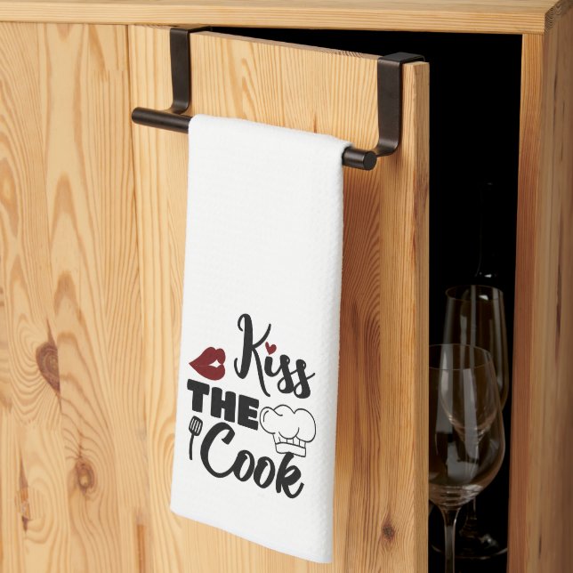 kiss the cook tea towel (Thirds Fold)