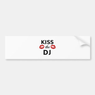 Kiss the DJ with red lipstick traces Bumper Sticker