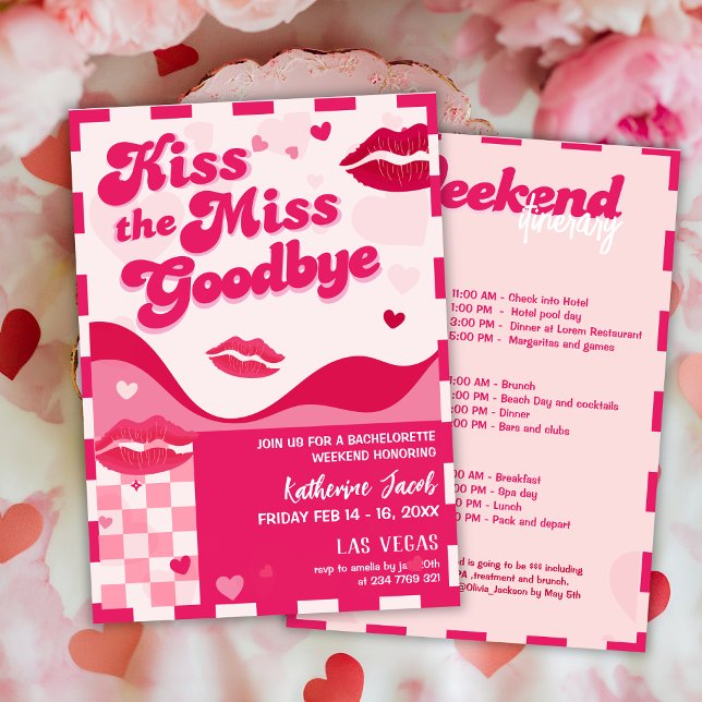 Kiss the Miss Bachelorette Weekend Itinerary Invitation (Creator Uploaded)
