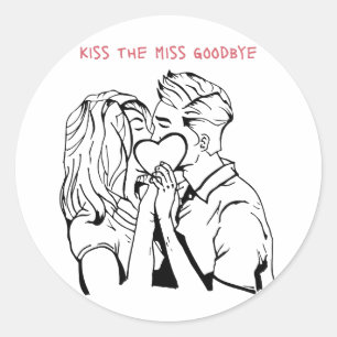 Kiss the Miss Goodbye Bachelorette Design Kissing Classic Round Sticker