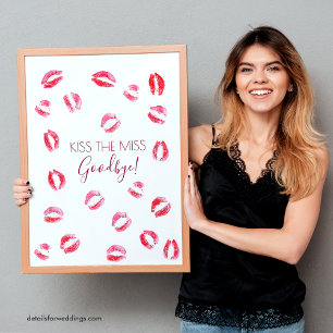 Kiss The Miss Goodbye Bachelorette Game Keepsake Poster