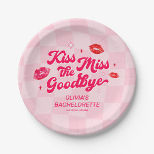Kiss the Miss Goodbye Bachelorette Paper Plate