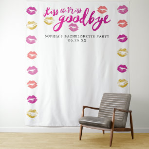 Kiss The Miss Goodbye Bachelorette Party Backdrop Tapestry