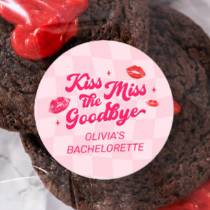 Kiss the Miss Goodbye Bachelorette Party Favour Classic Round Sticker