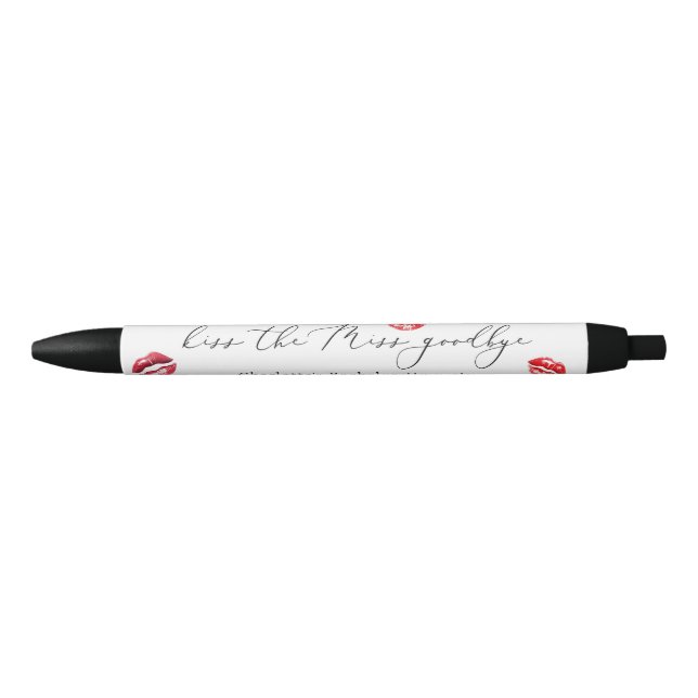 Kiss the Miss Goodbye  Bachelorette party favours Black Ink Pen (Front)
