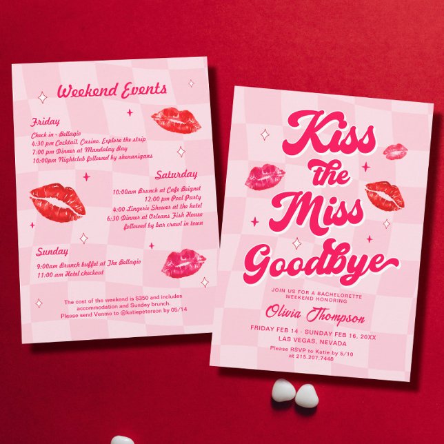 Kiss the Miss Goodbye Bachelorette Party  Invitation (Creator Uploaded)