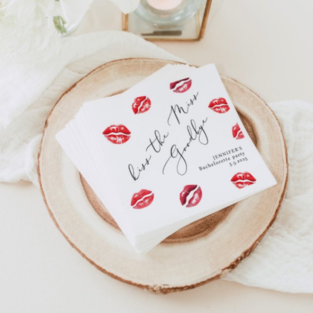 Kiss the Miss Goodbye Bachelorette party Napkin (Creator Uploaded)