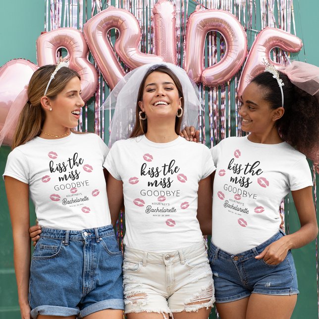 Kiss The Miss Goodbye Bachelorette Party T-Shirt (Creator Uploaded)