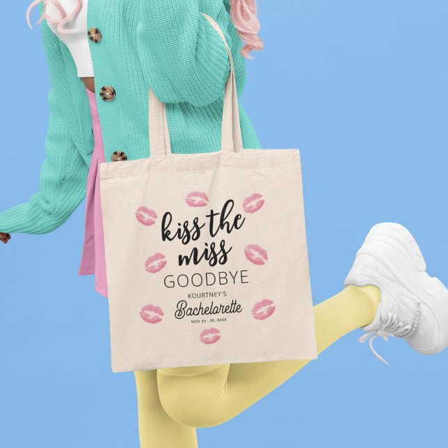 Kiss The Miss Goodbye Bachelorette Party Tote Bag (Creator Uploaded)