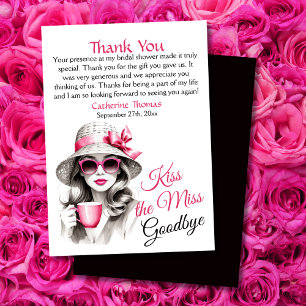 Kiss The Miss Goodbye Bridal Shower Tea Party Thank You Card