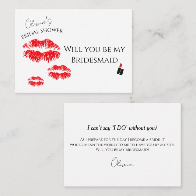 Kiss the miss goodbye bridesmaid proposal  card (Front/Back)