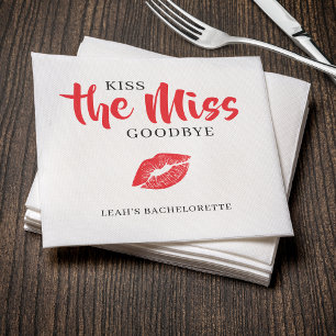 Kiss the Miss Goodbye Red Lip Bachelorette Party Napkin