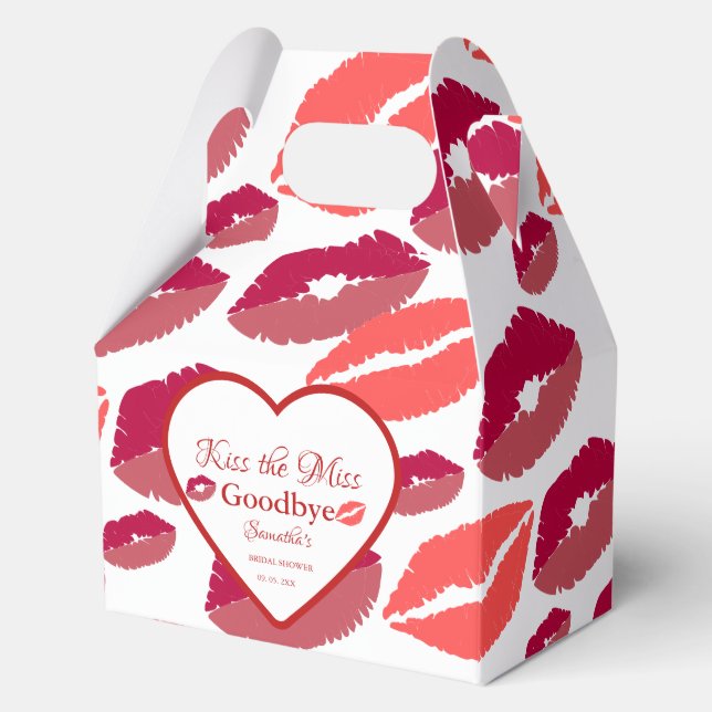 Kiss the misss goodbye valentine bridal shower favour box (Front)