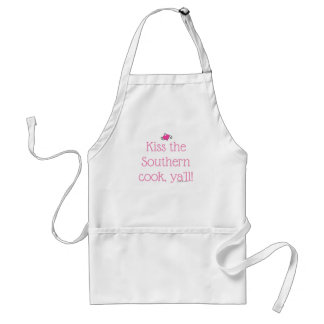 "Kiss the Southern Cook, Ya'll!" - Pink Heart Standard Apron