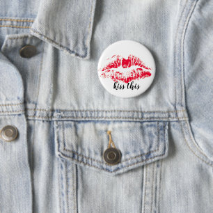 Kiss This Funny Valentines Day Quote 6 Cm Round Badge