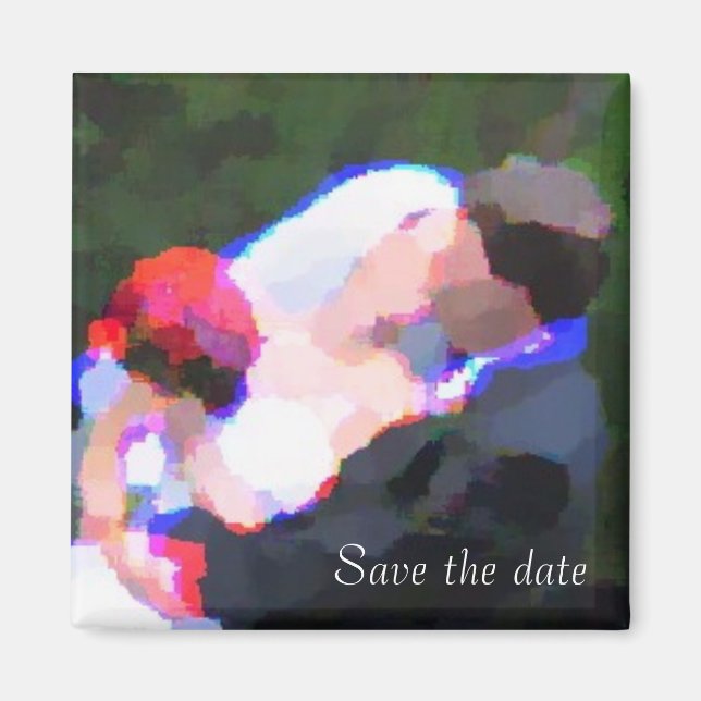 Kiss WaterColor, Save the date Magnet (Front)