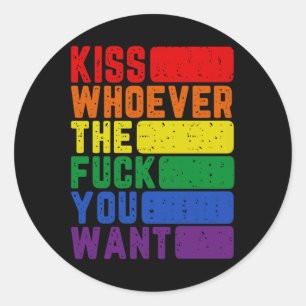 Kiss Wcute Ss Cute Ssver The F You Want Lgbtq Gay Classic Round Sticker