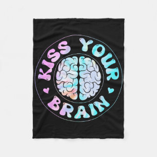 Kiss Your Brain Cute Teacher Appreciation Back To Fleece Blanket