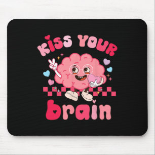 Kiss Your Brain Retro Valentines Day Valentine Tea Mouse Pad