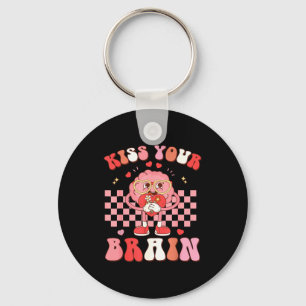 Kiss Your Brain Valentines Test Day Teacher Squad Key Ring