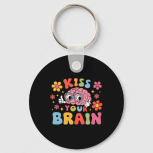 Kiss Your Brain Valentines Test Day Teacher Squad Key Ring