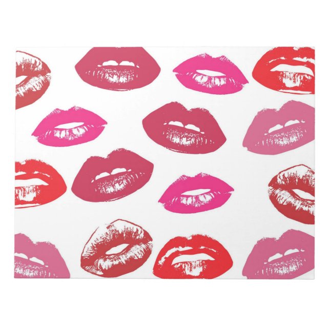 Kissable Lips (Kissing Lips, Red & Pink Lipstick) Notepad (Front)