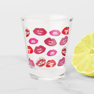 Kissable Lips (Kissing Lips, Red & Pink Lipstick) Shot Glass