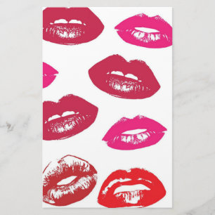 Kissable Lips (Kissing Lips, Red & Pink Lipstick) Stationery