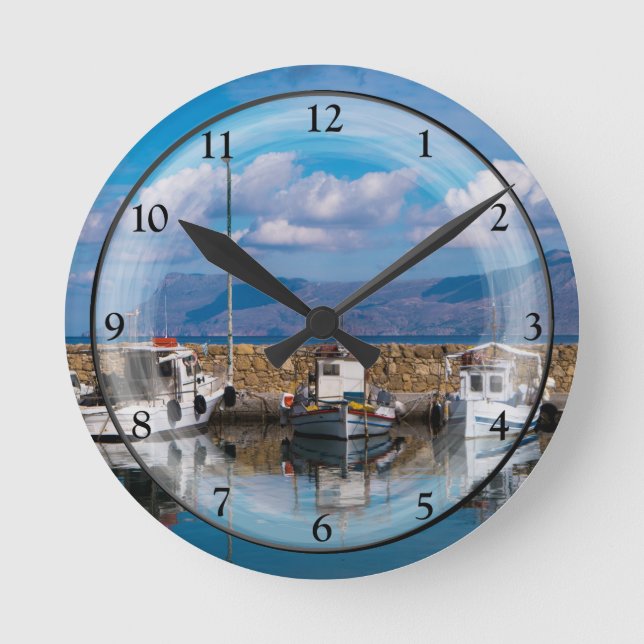 Kissamos Old Port Round Clock (Front)
