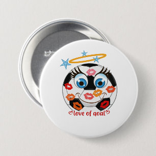 Kissed Soccer Ball Mascot 7.5 Cm Round Badge