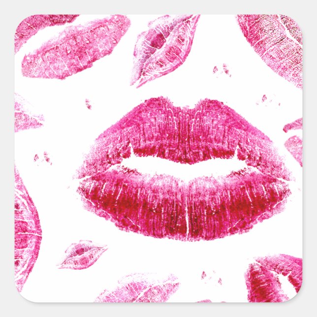 Kisses All Over (White) Square Sticker (Front)