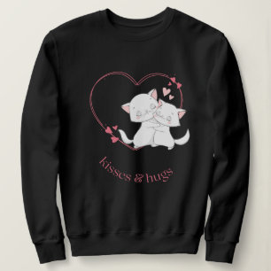 kisses and hugs, cats hug each other sweatshirt