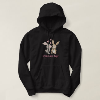 kisses and hugs, cute bunnies love and kissing   hoodie