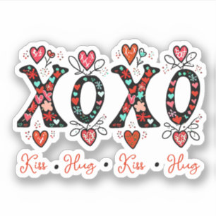 Kisses and hugs doodle art valentine