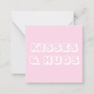 Kisses and hugs, light pink white modern bold card