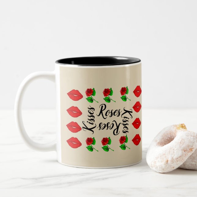 Kisses and Roses Romantic Combo Mug (With Donut)