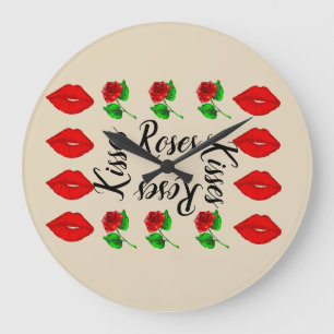 Kisses and roses wall clock