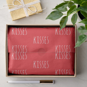 'Kisses' Bold Romantic Red White Valentine's Day Tissue Paper