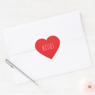 'Kisses' Bold Romantic Red White Wedding Seal
