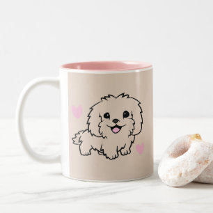 Kisses Coffee Bliss Dog Lover Pet-Themed Desig Two-Tone Coffee Mug