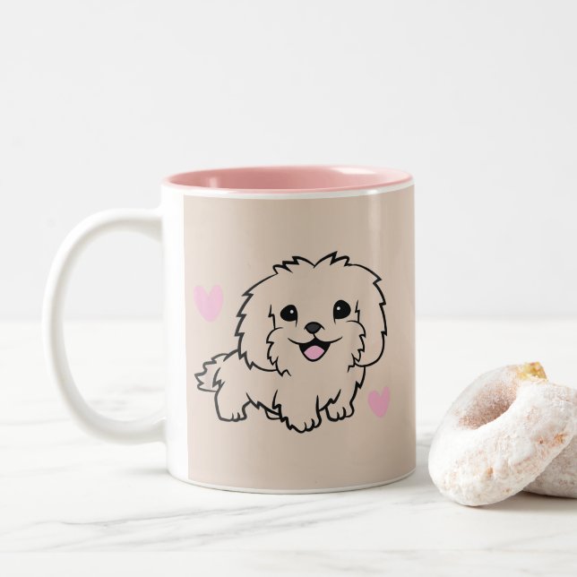 Kisses Coffee Bliss Dog Lover Pet-Themed Desig Two-Tone Coffee Mug (With Donut)