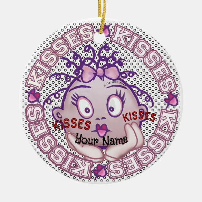 Kisses Face Ceramic Ornament (Front)